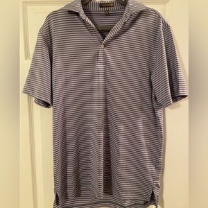 Peter Millar Purple Grey Stripped Golf Polo (SM)